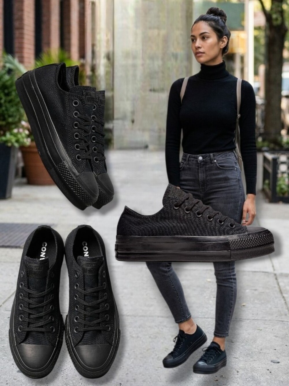 Converse Chuck Taylor All-Star Lift Platform Triple Black Low Top Sneakers